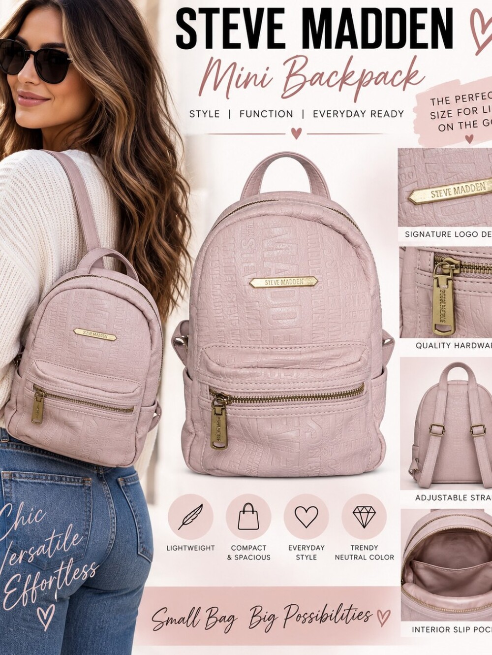 Steve Madden Blush Pink Mini Backpack